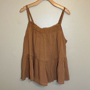 NWT Torrid Biscuit Tan Crinkle Gauze Crochet Sleeveless Tank Top